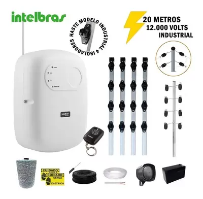 Kit Cerca Elétrica Intelbras até 20 metros com alarme